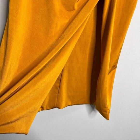 Fashion Nova Womens Size Medium Looking Amazing Skirt Mustard Midi NEW High Slit - Picture 4 of 11